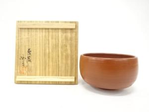 佐渡無名異焼　国三造　朱泥　茶碗